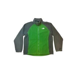 The North Face Men’s Full Zip Fleece Jacket- Green & Charcoal Grey- Size XL